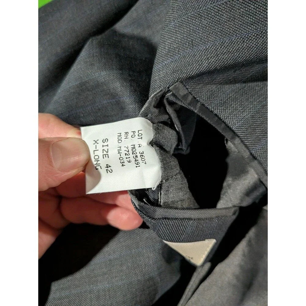 Pronto Uomo Suit Wool Zignone Super 100 Charcoal Gray Pin Striped 42 X Long 2pc